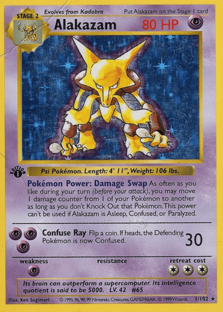 Alakazam (Holo) Base Set 1102 (Shadowless 1st Edition)