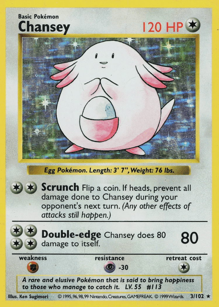 Chansey (Holo) Base Set 3102 (Shadowless)
