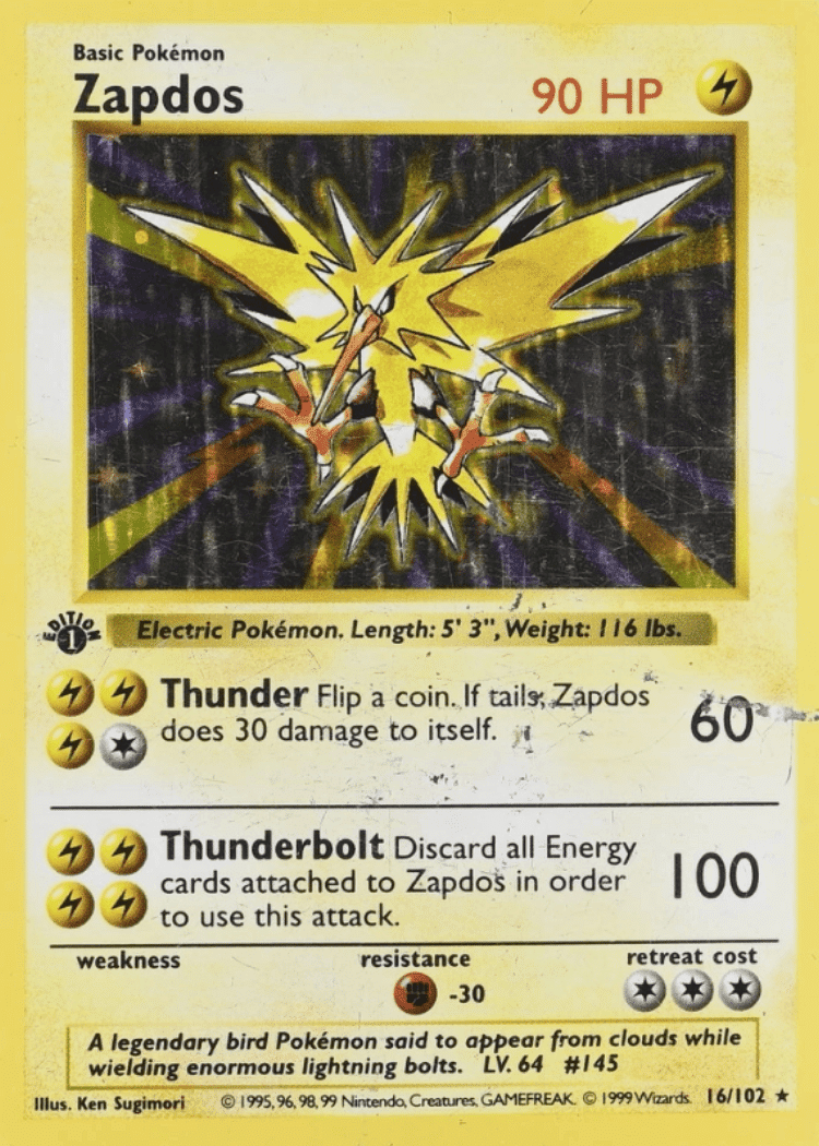 Zapdos (Holo) Base Set 16102 (Shadowless)