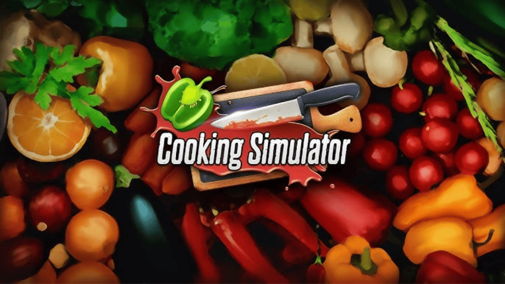 Colorful ingredients and kitchen tools from Cooking Simulator, a casual cooking experience available on Xbox